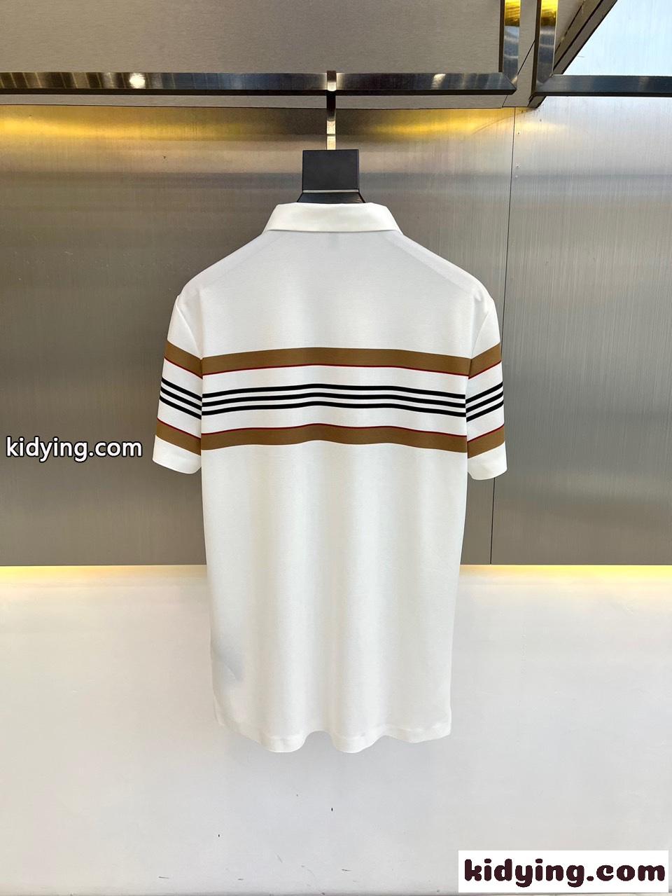 定番 ストライプ バーバリー Tシャツ コピー 半袖ポロシャツ ホワイト-4