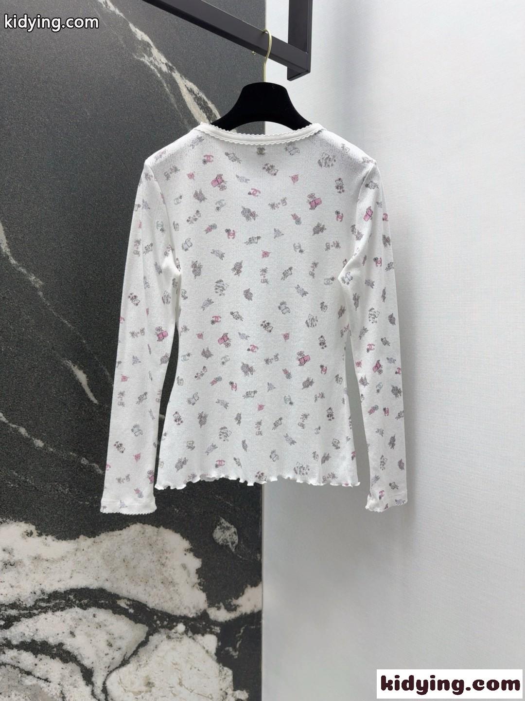 目を惹く フラワー 長袖Tシャツ シャネル ニット コピー コンパクト トップス-3