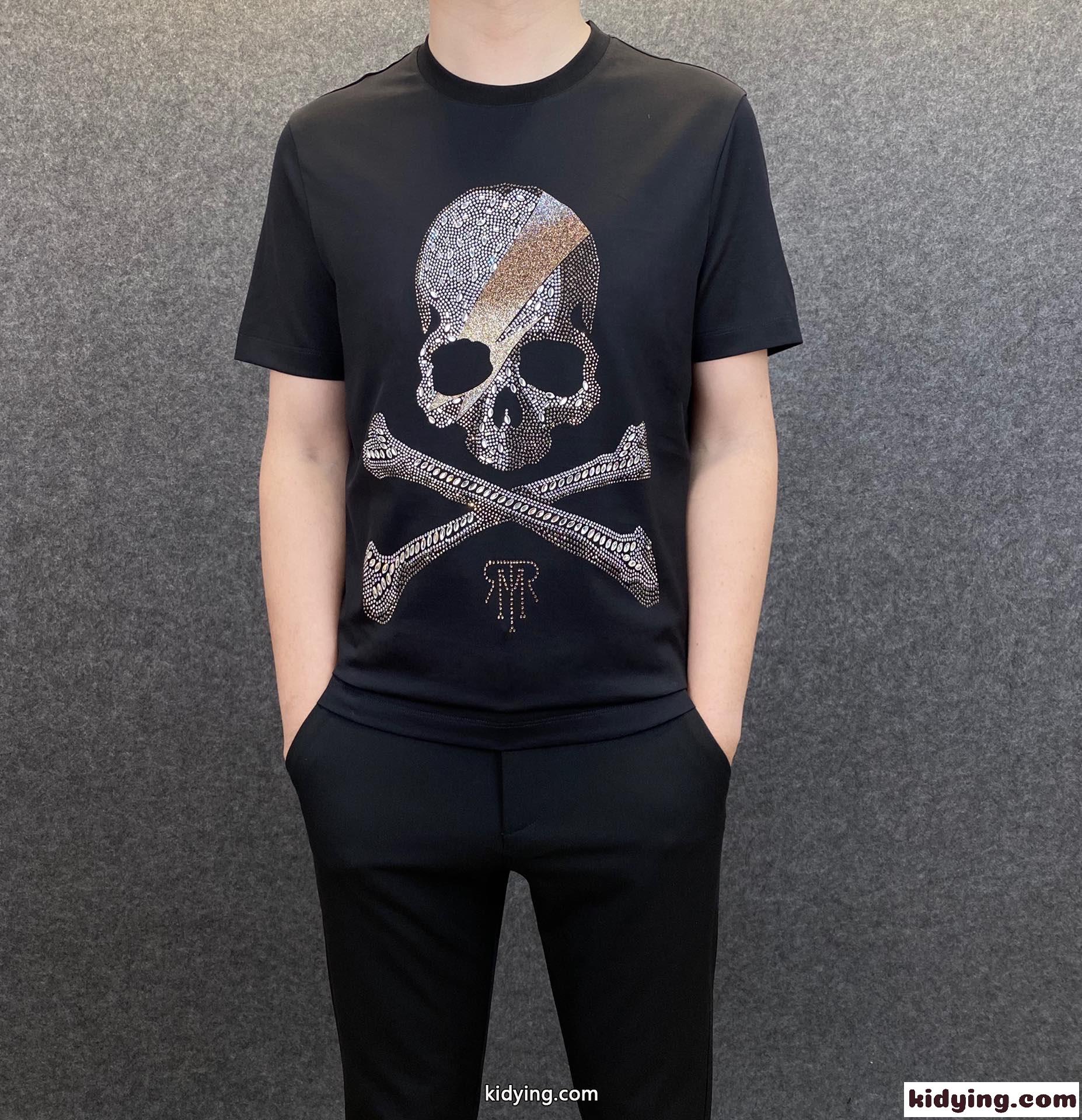 3色 快適 柔らかい 通気性 カジュアル クールネック フィリッププレイン コピー メンズ トップス 半袖Tシャツ-1