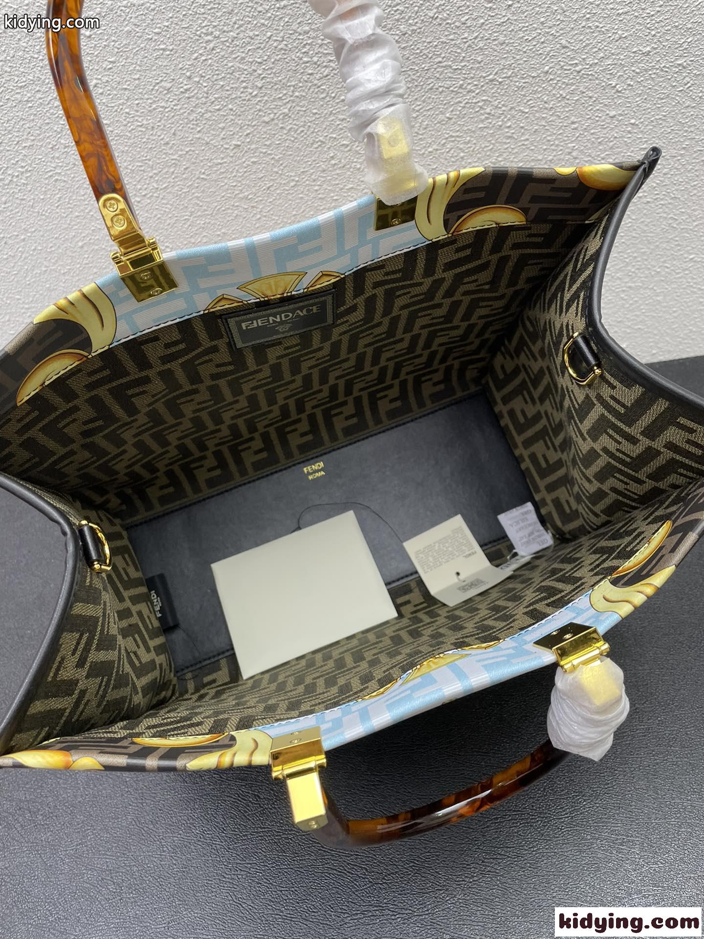 FENDI × VERSACE フェンディ バッグ 人気 コピー プリント 大容量 注目 おしゃれ トートバッグ-3