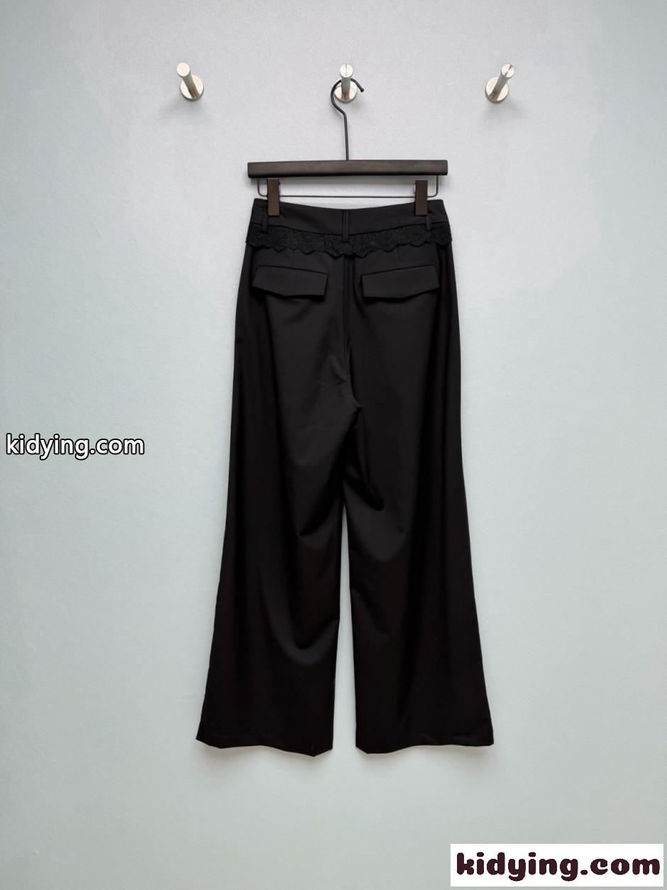 シャネル パンツ コピー レースディテール ワイドトラウザーズ ブラック-1