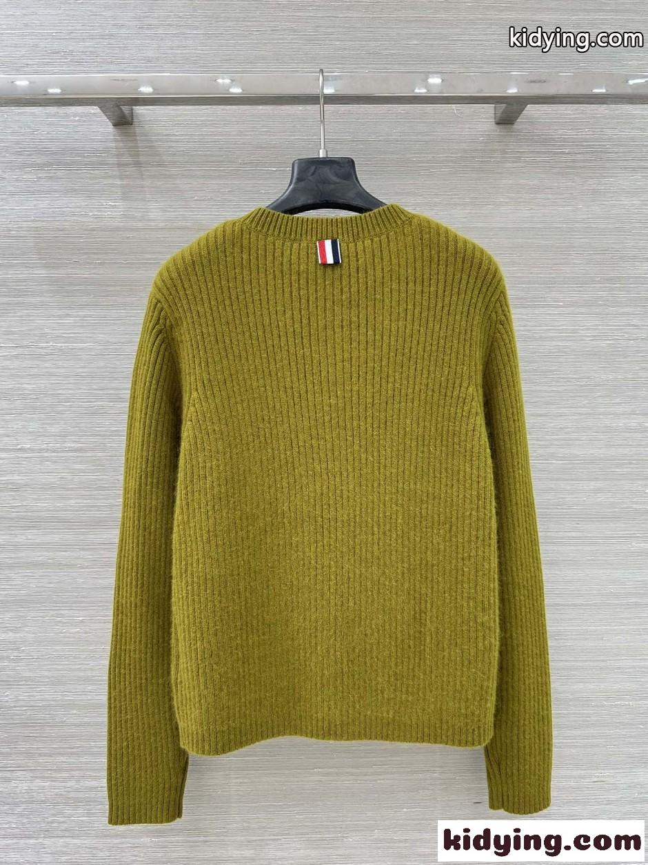 ヘクター刺繍 マルチカラーボタン リブカーディガン トムブラウン ニット 偽物-5