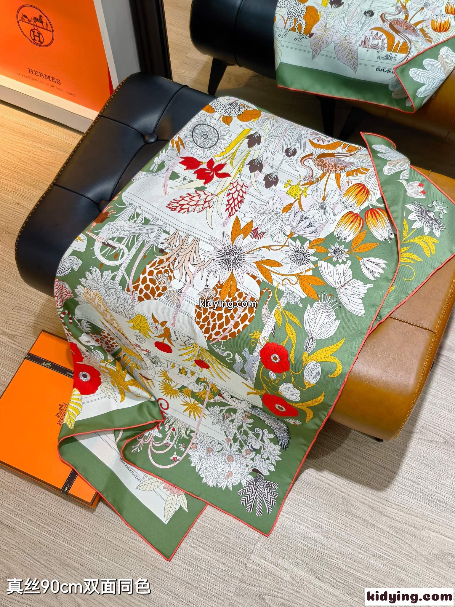 エルメス スカーフ コピー 上品 爽やか 人気 プリント シルクスカーフ 90x90-1