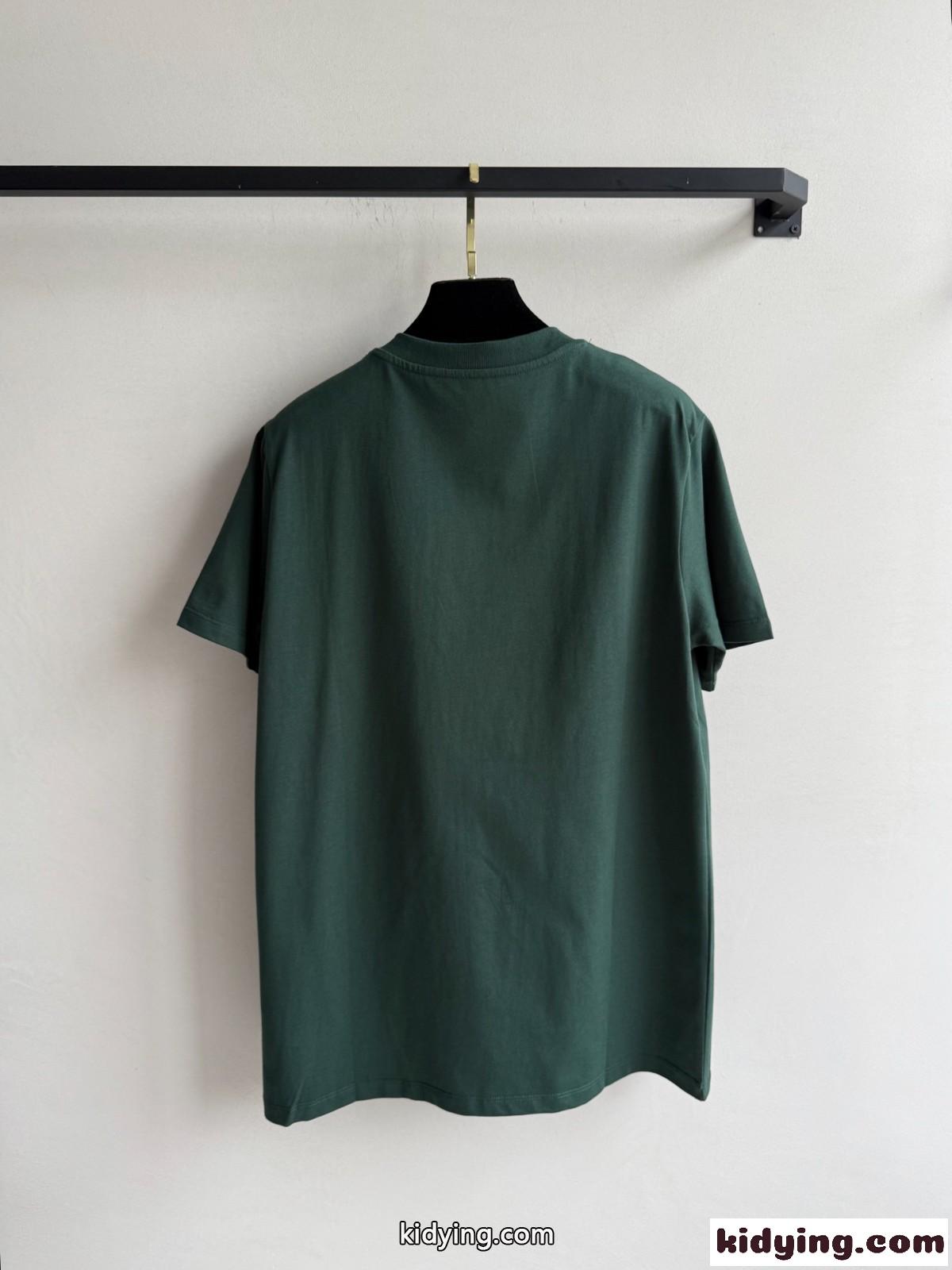 シンプル おしゃれ ロゴ入り 半袖Tシャツ バルマン Tシャツ コピー グリーン-0