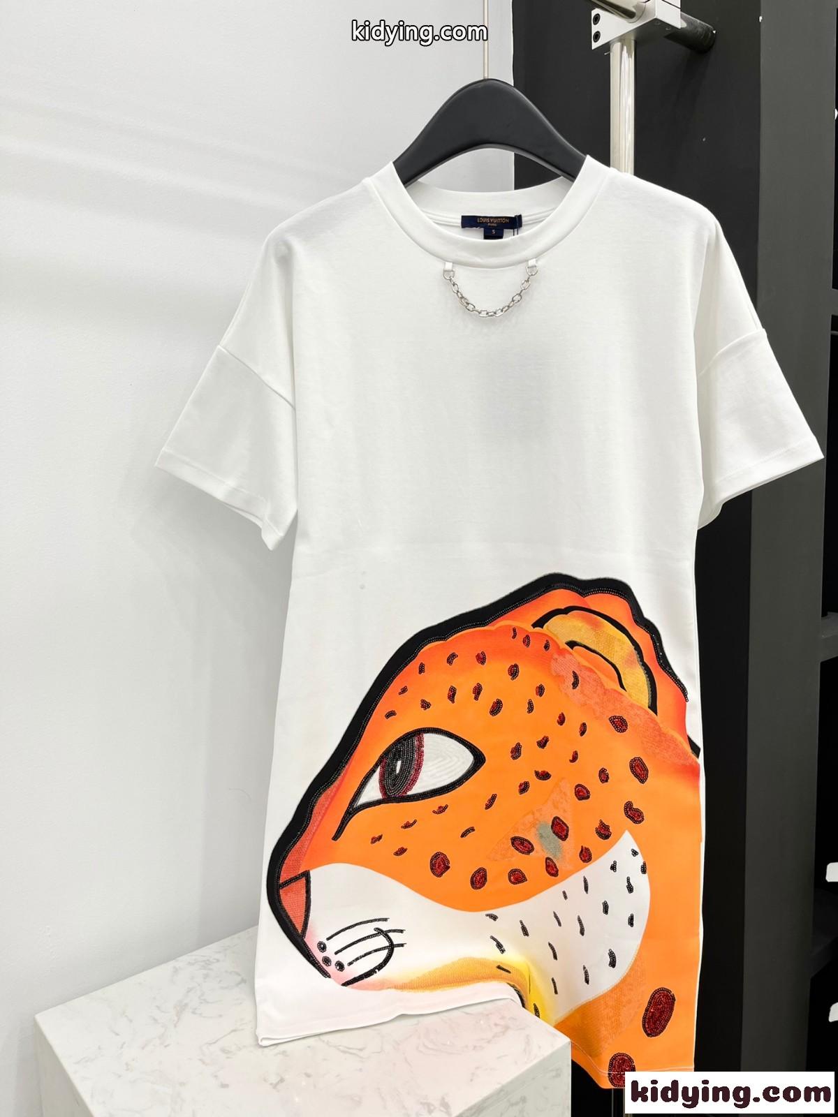 シークインレオパードTシャツドレス ルイ・ヴィトン ワンピース コピー-1