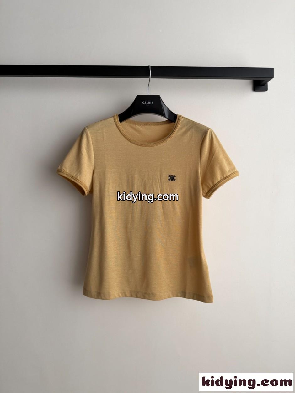 コットンリネン 半袖Tシャツ セリーヌ Tシャツ コピー イエロー-0