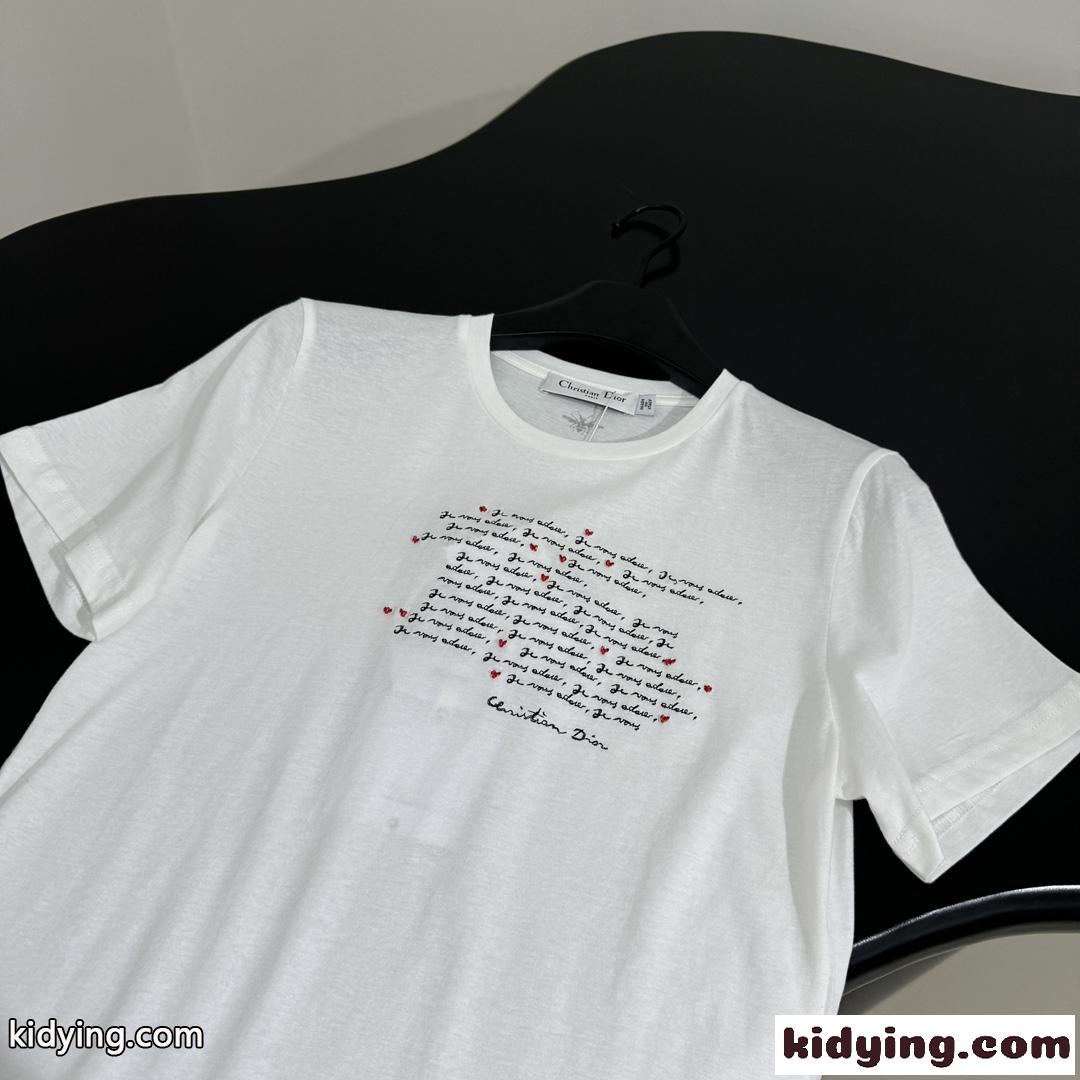 Dioramour エンブロイダリー 半袖Tシャツ クリスチャン・ディオール Tシャツ コピー-2