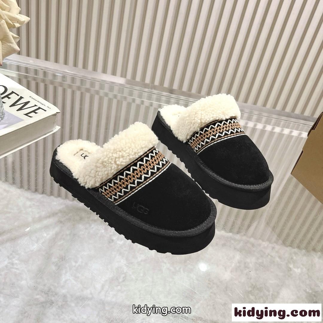 アグ サンダル スーパーコピー 秋冬 カジュアル スエード ムートン スリッパ UGG ブラック-0