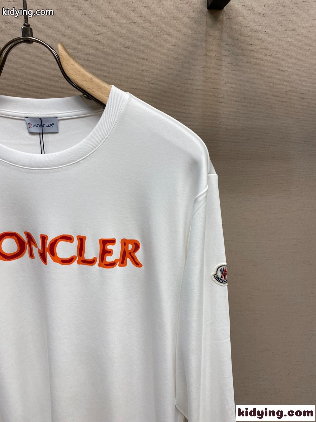 カジュアル ロゴプリント 長袖Tシャツ モンクレール Tシャツ コピー ホワイト-2