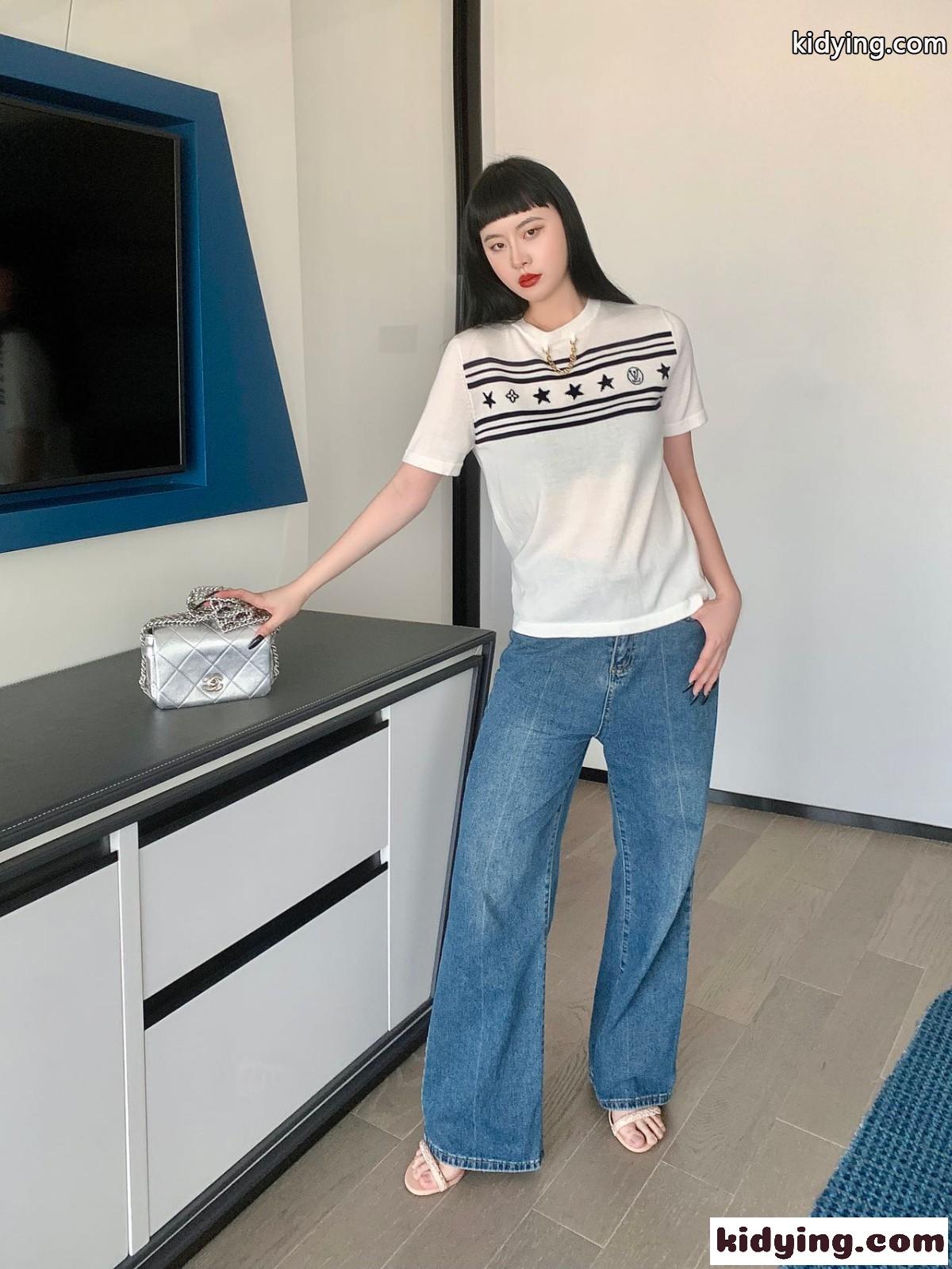 春夏 お洒落 クルーネック コットンジャージー ルイ・ヴィトン Tシャツ コピー 半袖 薄手 トップス-3