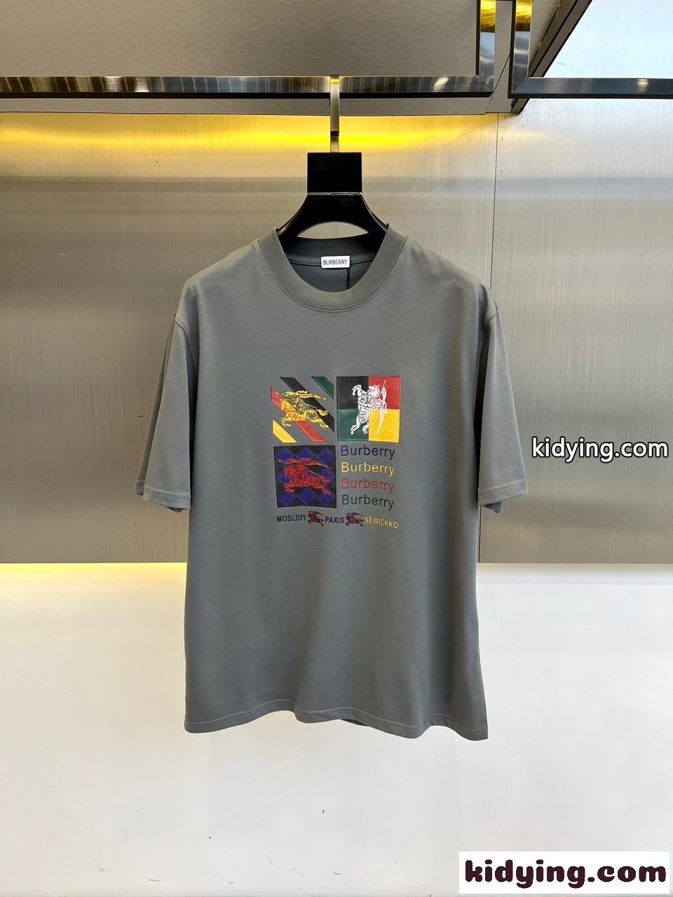 おしゃれ ロゴ入り 半袖Tシャツ バーバリー Tシャツ 偽物 クルーネック グレー-0