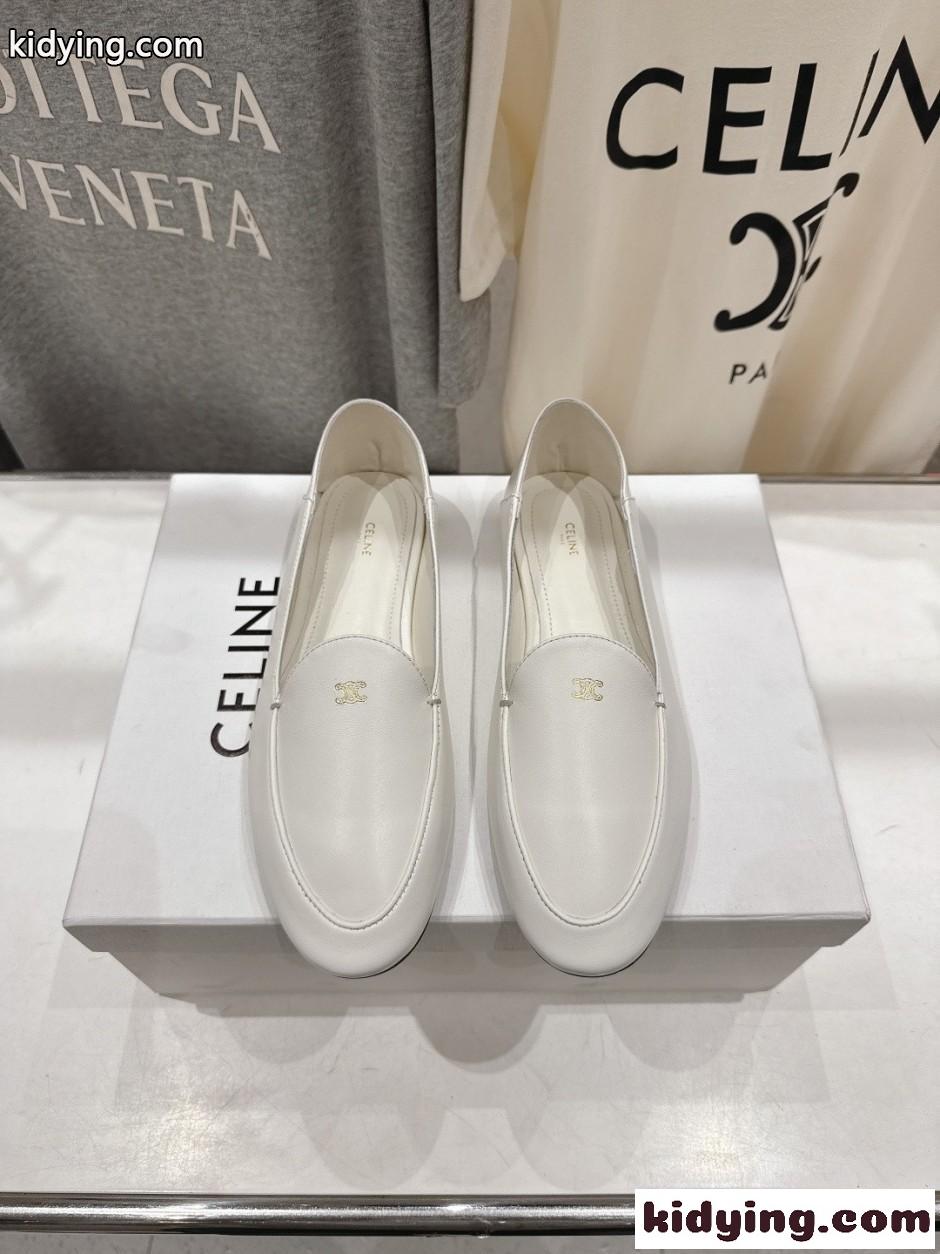 シンプル 上品 セリーヌ オーラ スリッポン ローファー スーパーコピー ホワイト-1