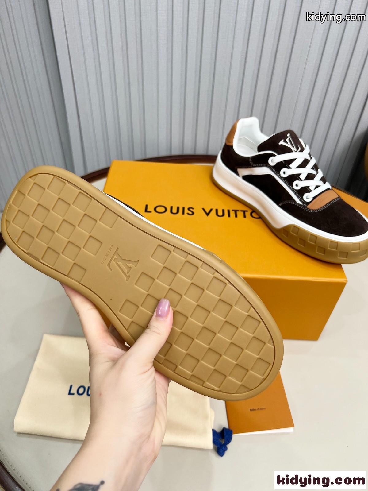 カジュアル お洒落 ルイ・ヴィトン シューズ コピー LV ティルテッド スニーカー コーヒー-2