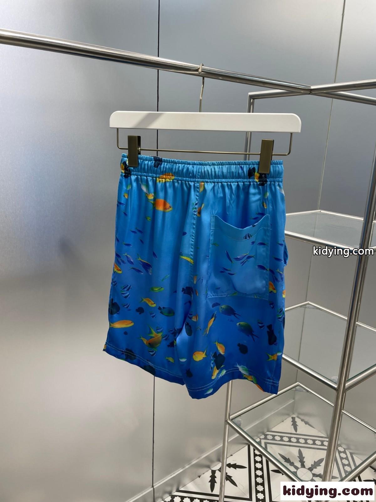 上品 シルク アクアリウムプリント ショーツ ロエベ パンツ コピー ユニセックス-1