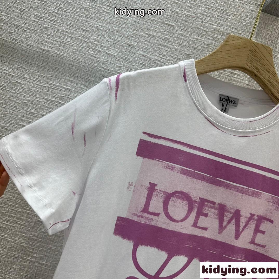 人気新作~ロエベ Tシャツ コピー アナグラム プリント クルーネック 半袖 トップス-0