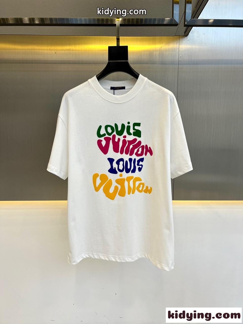 人気 おしゃれ ロゴ ルイ・ヴィトン 半袖Tシャツ コピー コットンtシャツ ホワイト-0