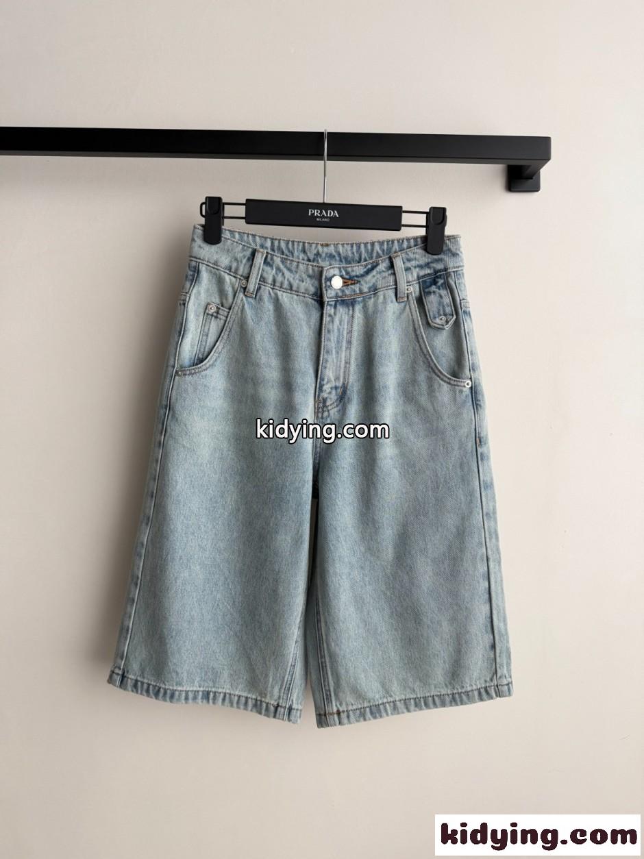 お洒落 合わせやすい デニム ハーフパンツ プラダ パンツ 偽物 コットン-0