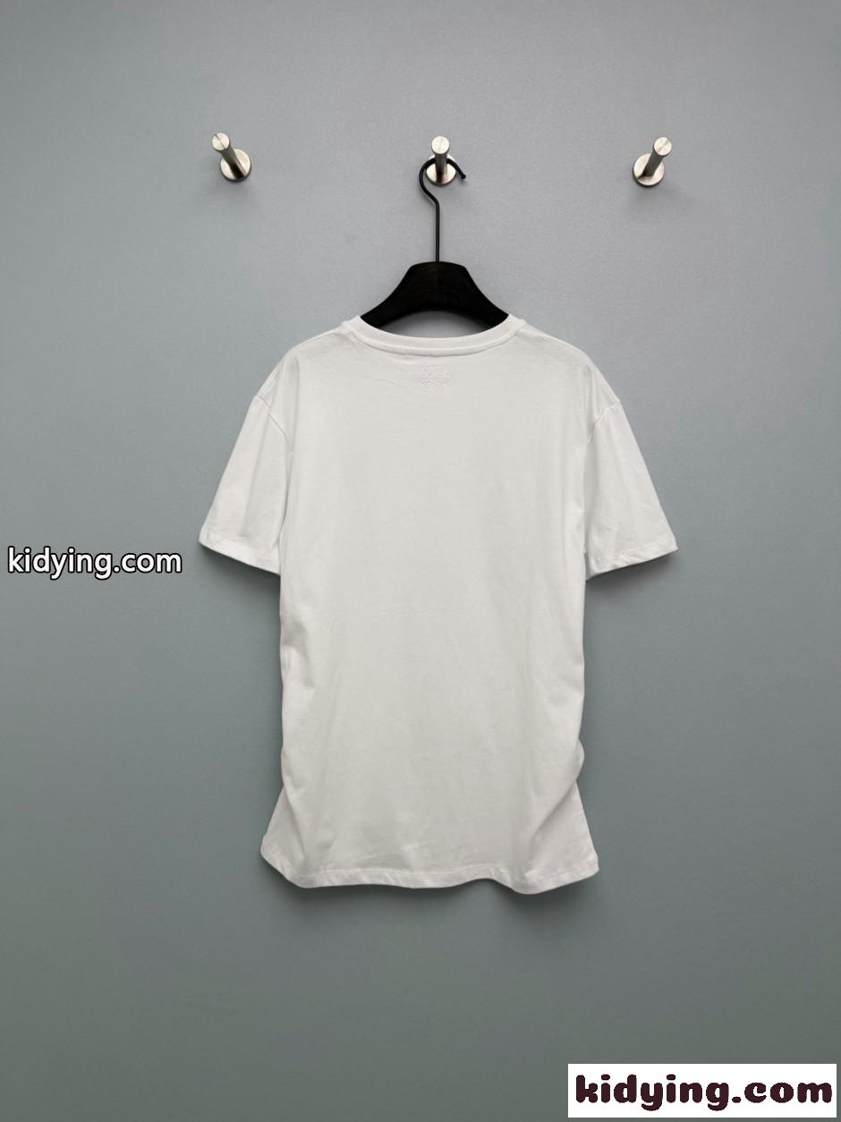 おしゃれ ロゴ コットン 半袖Tシャツ ロエベ Tシャツ 偽物 クルーネック ホワイト-4