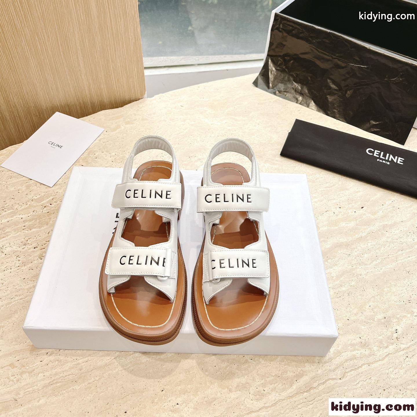 CELINE レオ ベルクロストラップ サンダル セリーヌ サンダル コピー レディース ホワイト-1