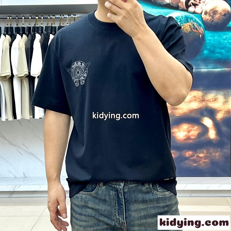 シンプル プリント ゆったり 半袖Tシャツ クロムハーツ Tシャツ コピー コットン ホワイト-1