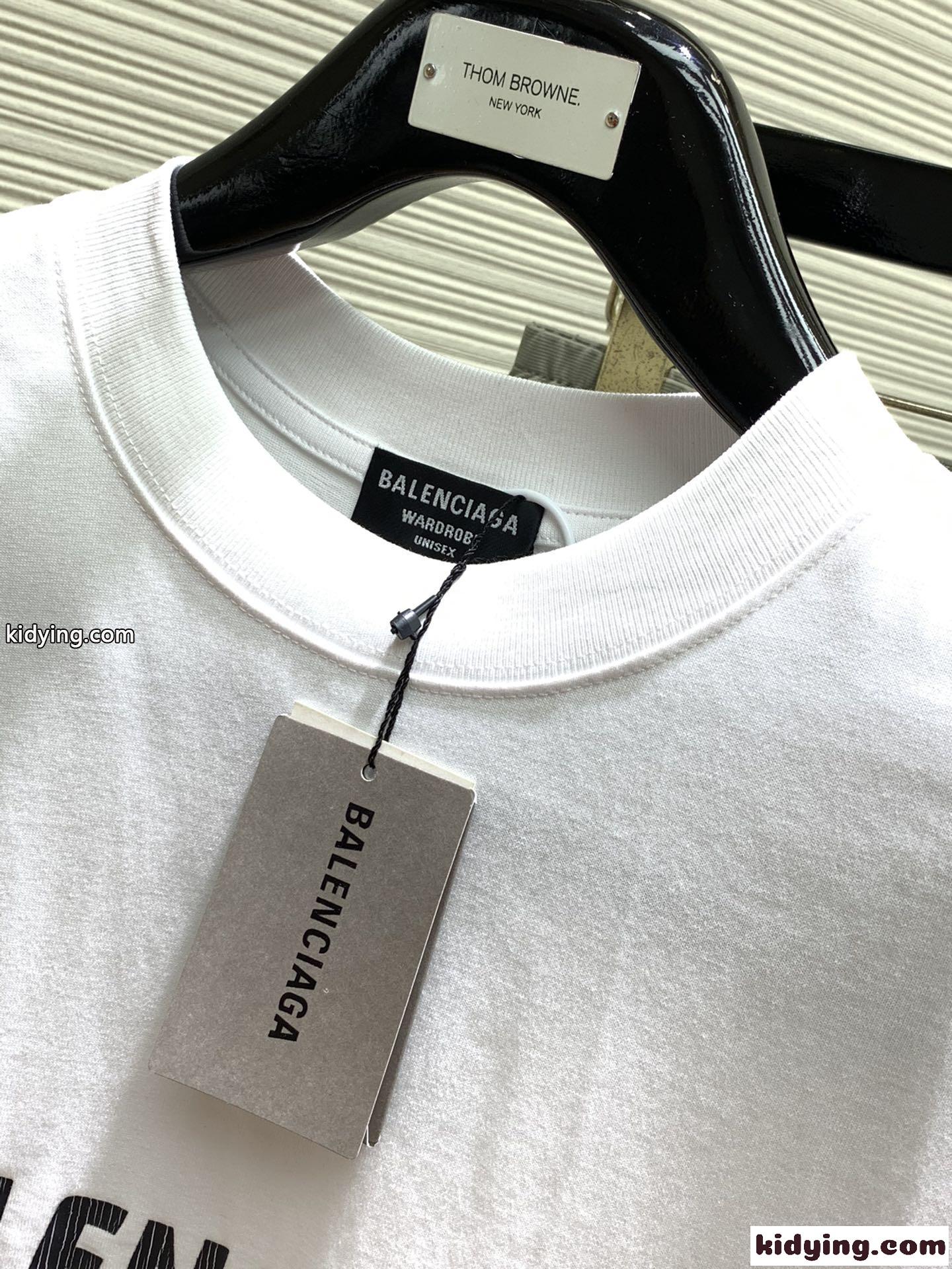 人気 おしゃれ カジュアル ロゴ バレンシアガ Tシャツ コピー クルーネック 半袖 トップス ホワイト-0