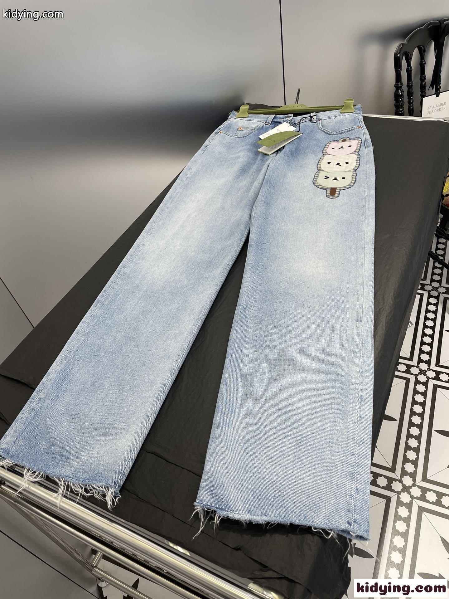 アニマル 刺繍入り デニムパンツ グッチ ジーンズ コピー レディース-4