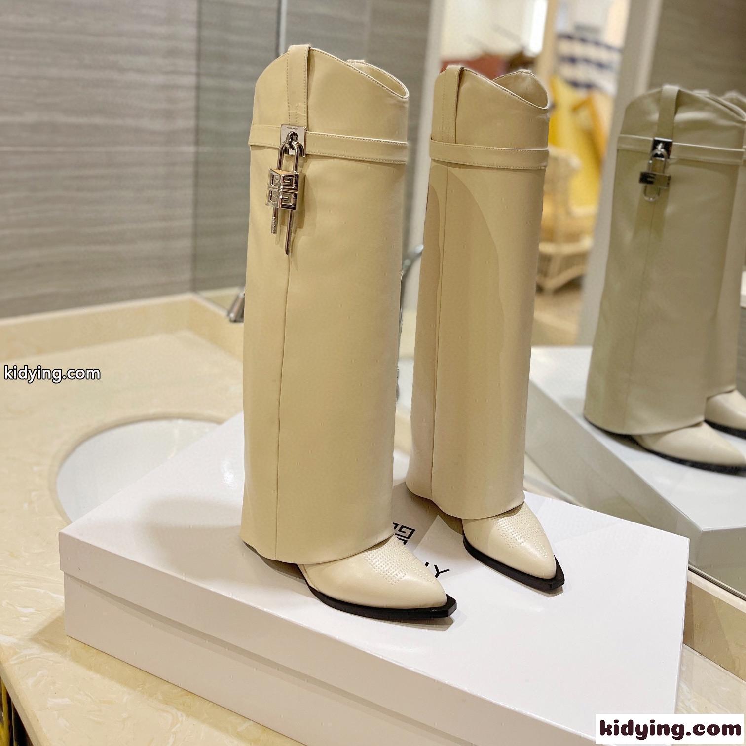 シャークロック カウボーイ ブーツ レザー ジバンシィ ブーツ スーパーコピー ベージュ-0