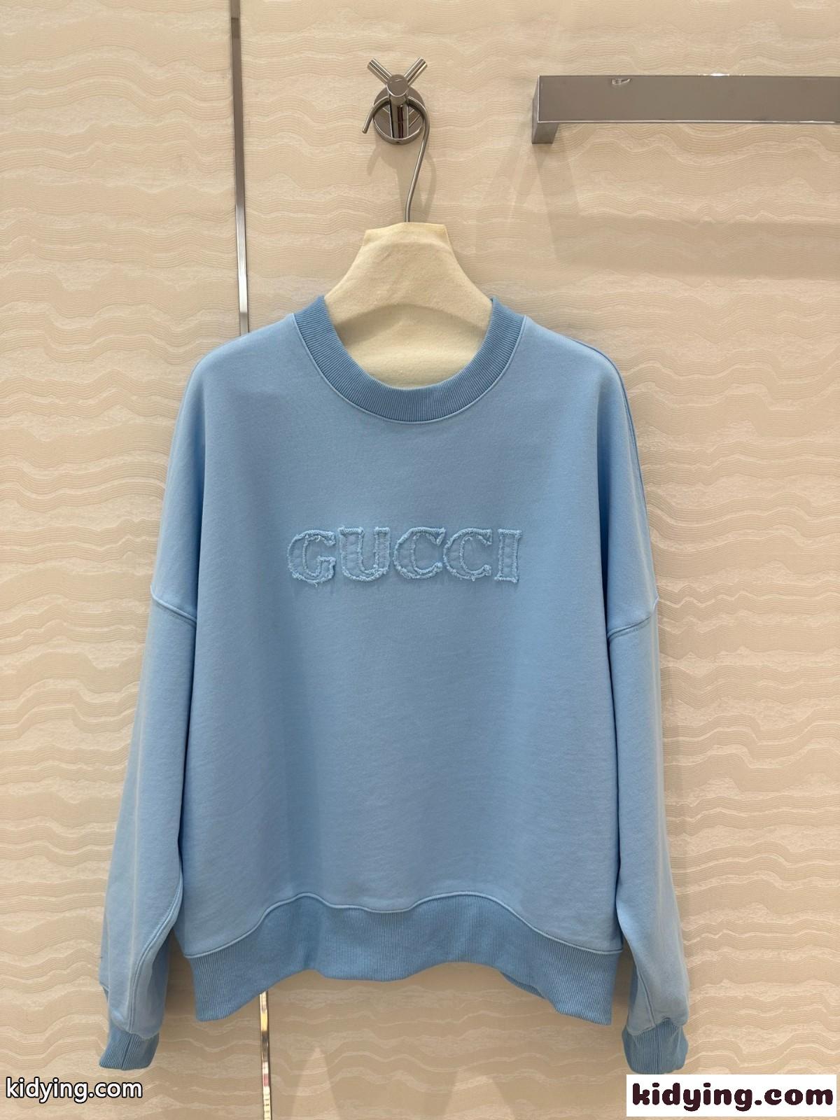 エンブロイダリー コットンジャージー スウェットシャツ グッチ Tシャツ コピー ブルー-2