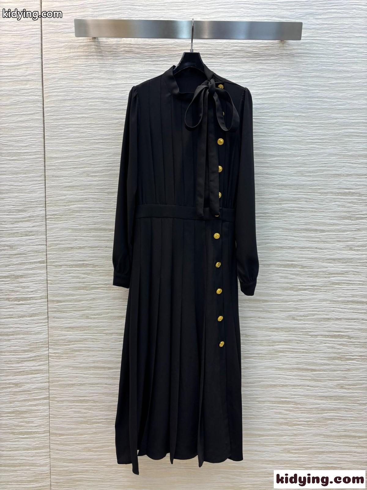 ロングスリーブ プリーツドレス ルイヴィトン ワンピース コピー ドレス-1