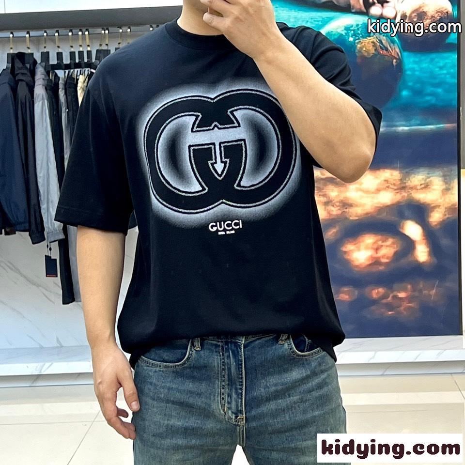 定番 カジュアル コットンジャージー 半袖Tシャツ グッチ Tシャツ コピー ブラック-2