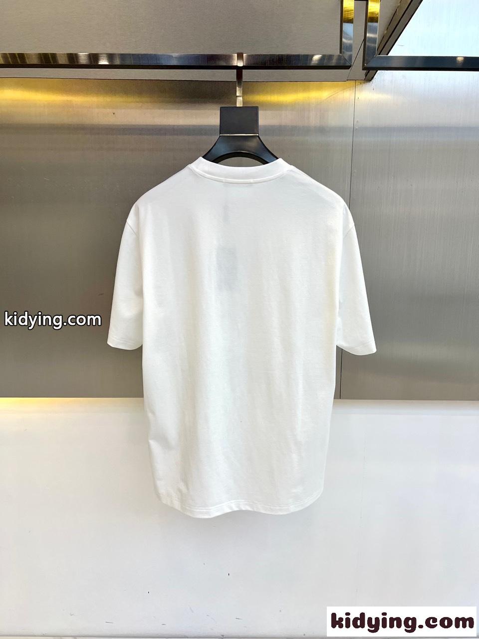カジュアル コットン 半袖Tシャツ アルマーニ Tシャツ コピー クルーネック ホワイト-3