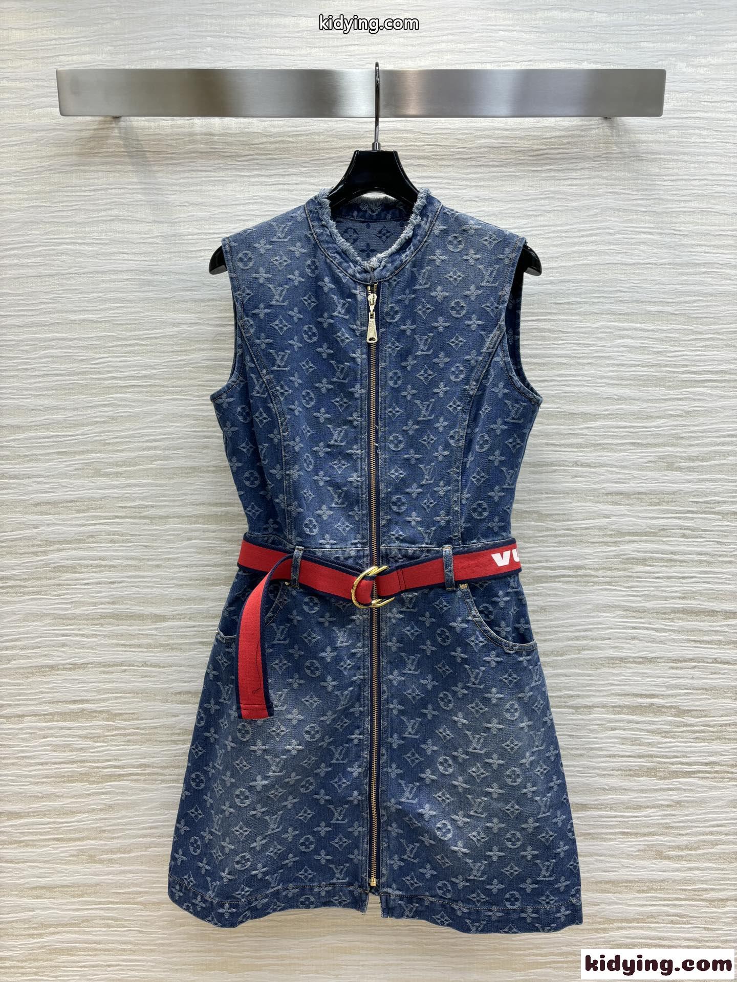 LV x ACモノグラムドレス ルイヴィトン ワンピース コピー デニム ノースリーブ-2