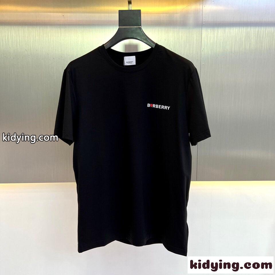 ハートEKD コットンTシャツ 半袖 バーバリー Tシャツ コピー クルーネック ブラック-0