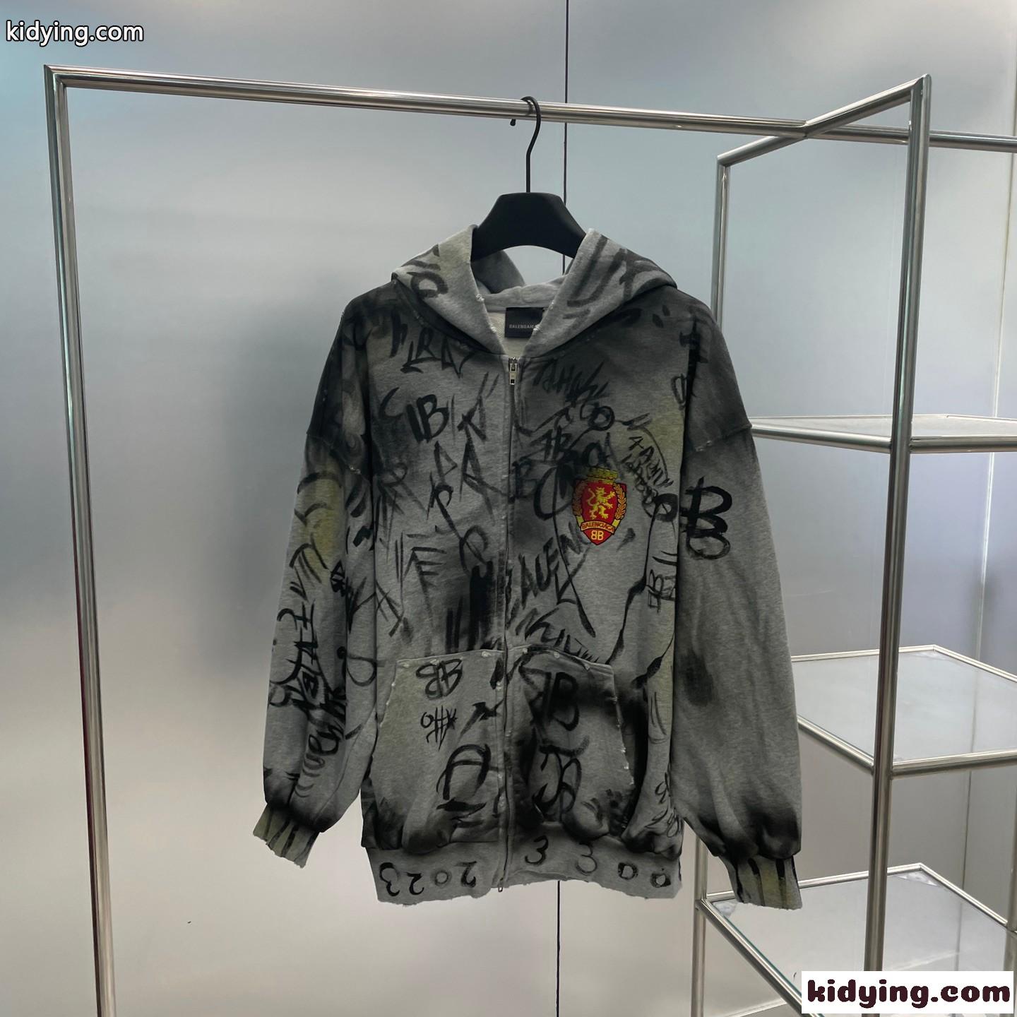 カジュアル おしゃれ バレンシアガ SKATER ジップアップ HOODIE コピー グレー-0