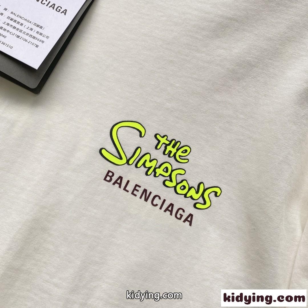 シンプソンズXバレンシアガ コラボ バレンシアガ 半袖tシャツ コピー プリント ゆったり クルーネック トップス-2