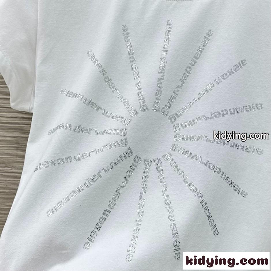 ラインストーンロゴ 半袖Tシャツ アレキサンダーワング Tシャツ コピー ホワイト-2