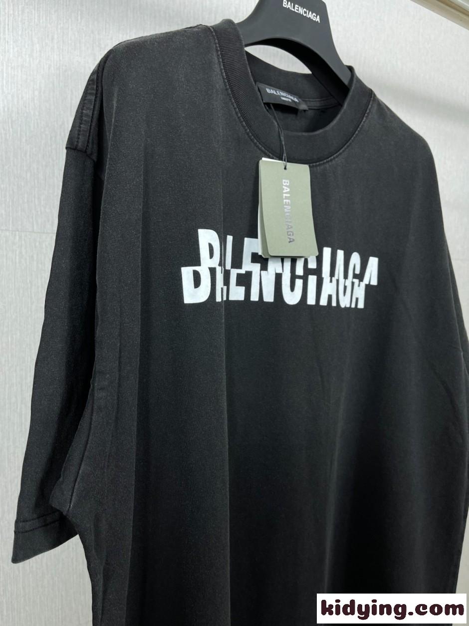 ロゴ入り ユニセックス 半袖Tシャツ バレンシアガ Tシャツ コピー オーバーサイズ-3