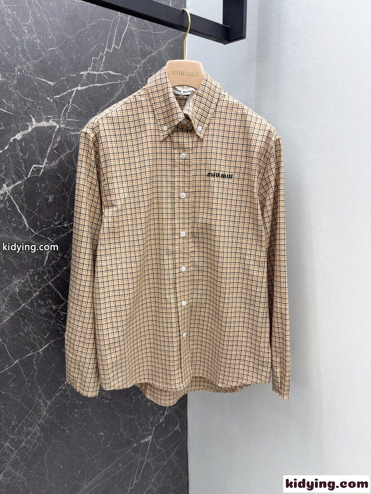 チェック 長袖シャツ ミュウミュウ シャツ コピー レディース ファッション-1