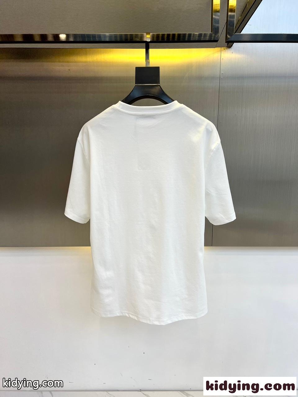 お洒落 合わせやすい ロゴTシャツ ロエベ Tシャツ コピー クルーネック ホワイト-4