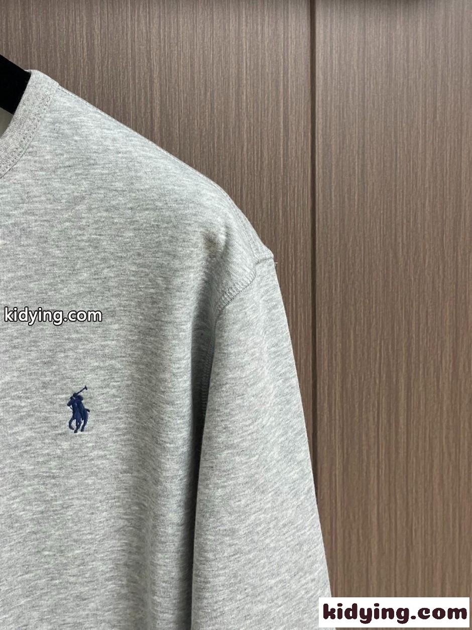 カジュアル コットン 裏起毛 スウェットシャツ ラルフローレン Tシャツ 偽物 グレー-2