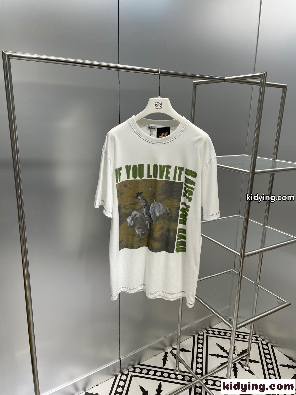 男女兼用 ゆったり ロエベ tシャツ コピー プリント カジュアル リラックス 着痩せ トップス-0