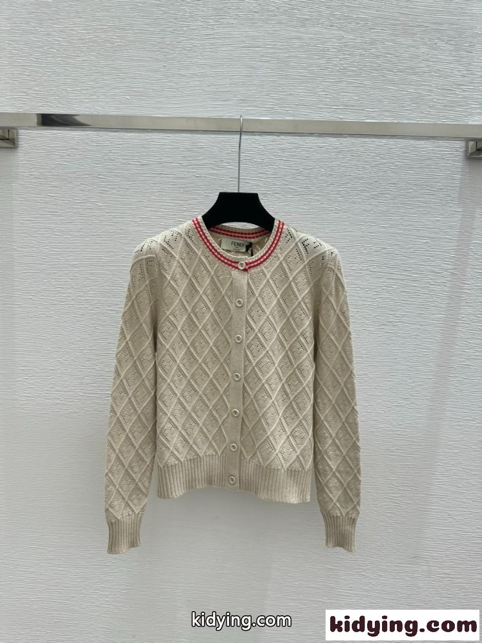 人気 クラシック クルーネック カーディガン フェンディ ニット コピー コットン-0