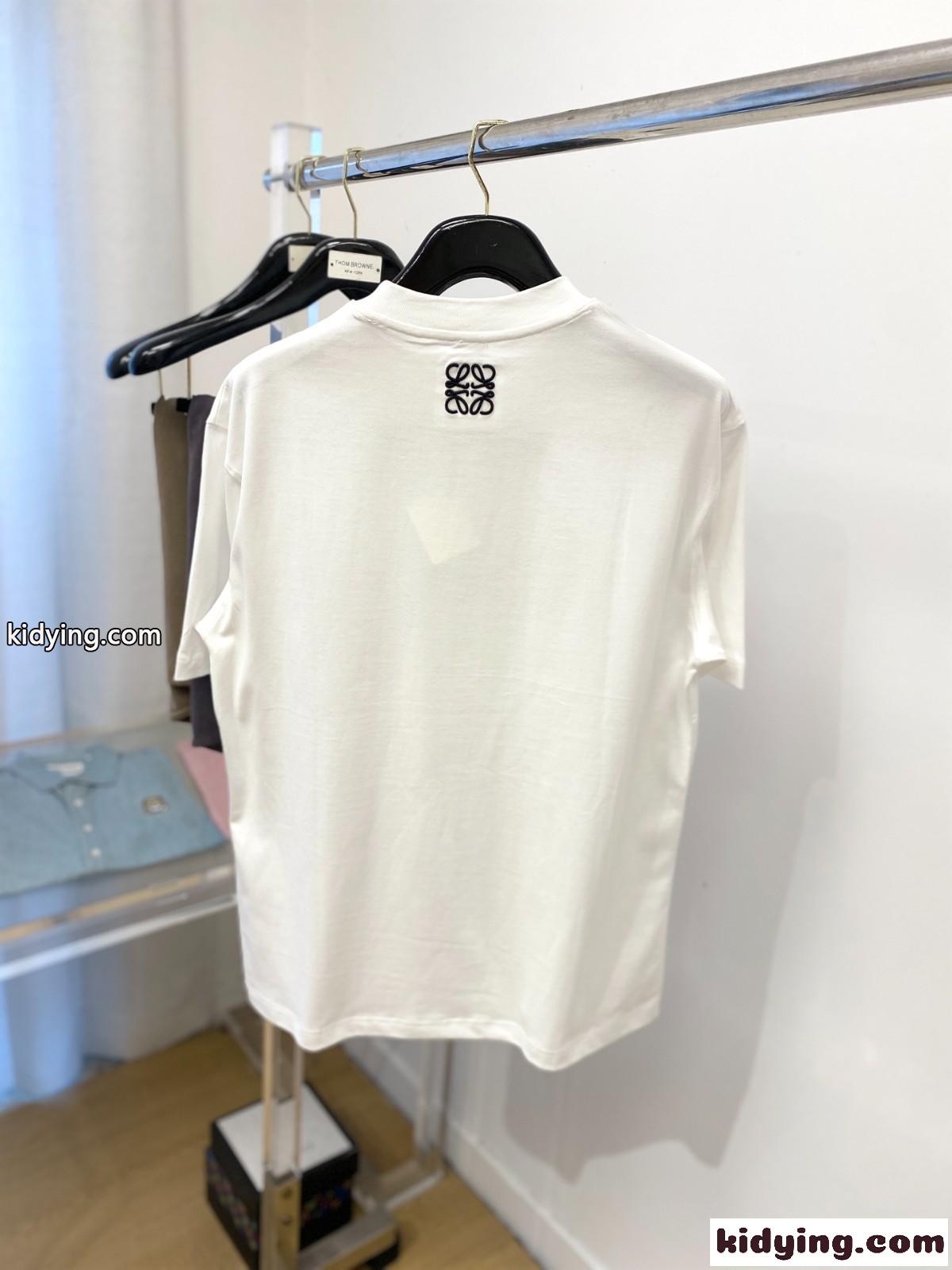 シンプル ロゴ入り ロエベ Tシャツ 偽物 クルーネック 半袖Tシャツ ホワイト-4
