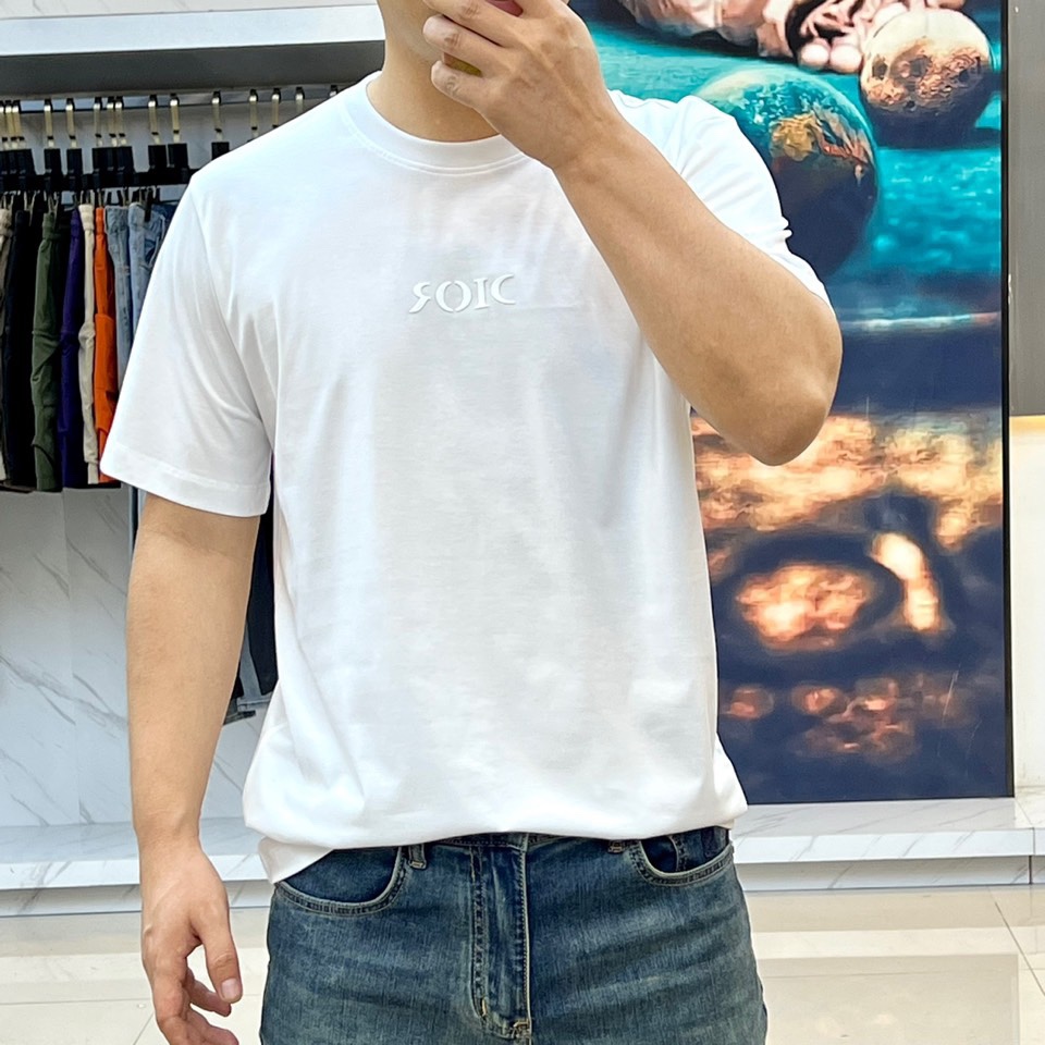 シンプル ロゴ入り クルーネック クリスチャン・ディオール 半袖Tシャツ コピー ホワイト-1