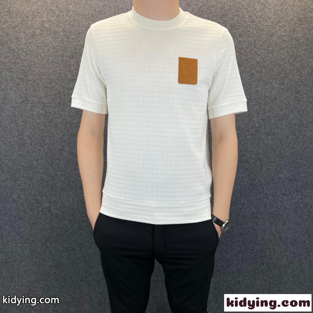 シンプル 柔らかい 着心地いい ラウンドネック ロエベ  半袖tシャツ コピー おしゃれ カジュアル メンズ-1