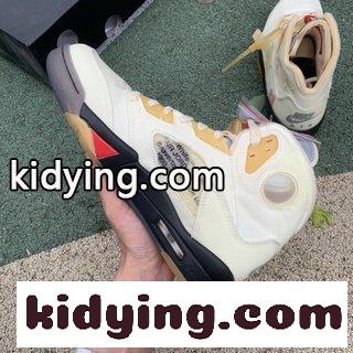 ​特給版LJR製 工場材料Air Jordan 5 X Off-White AJ5 白蝉翼ow連名型 オフホワイト 新作 シューズ コピー-5