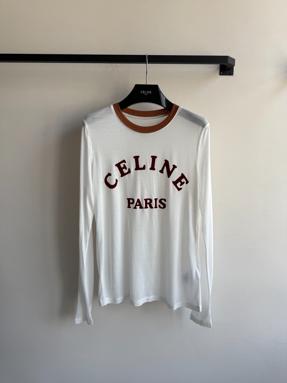 カジュアル ロゴ入り シアー 長袖Tシャツ 紫外線対策 セリーヌ Tシャツ コピー ホワイト-0