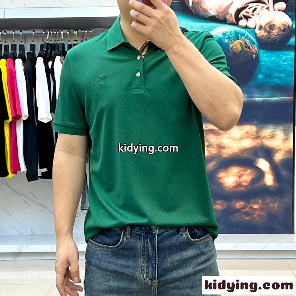 クラシック バーバリー 半袖Tシャツ コピー コットンピケ ポロシャツ グリーン-2