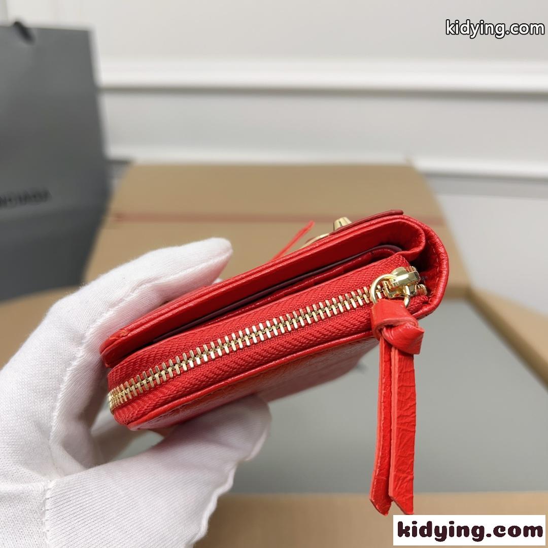 上品 高級感 コンパクトウォレット バレンシアガ 財布 コピー 二つ折り財布 レッド-2