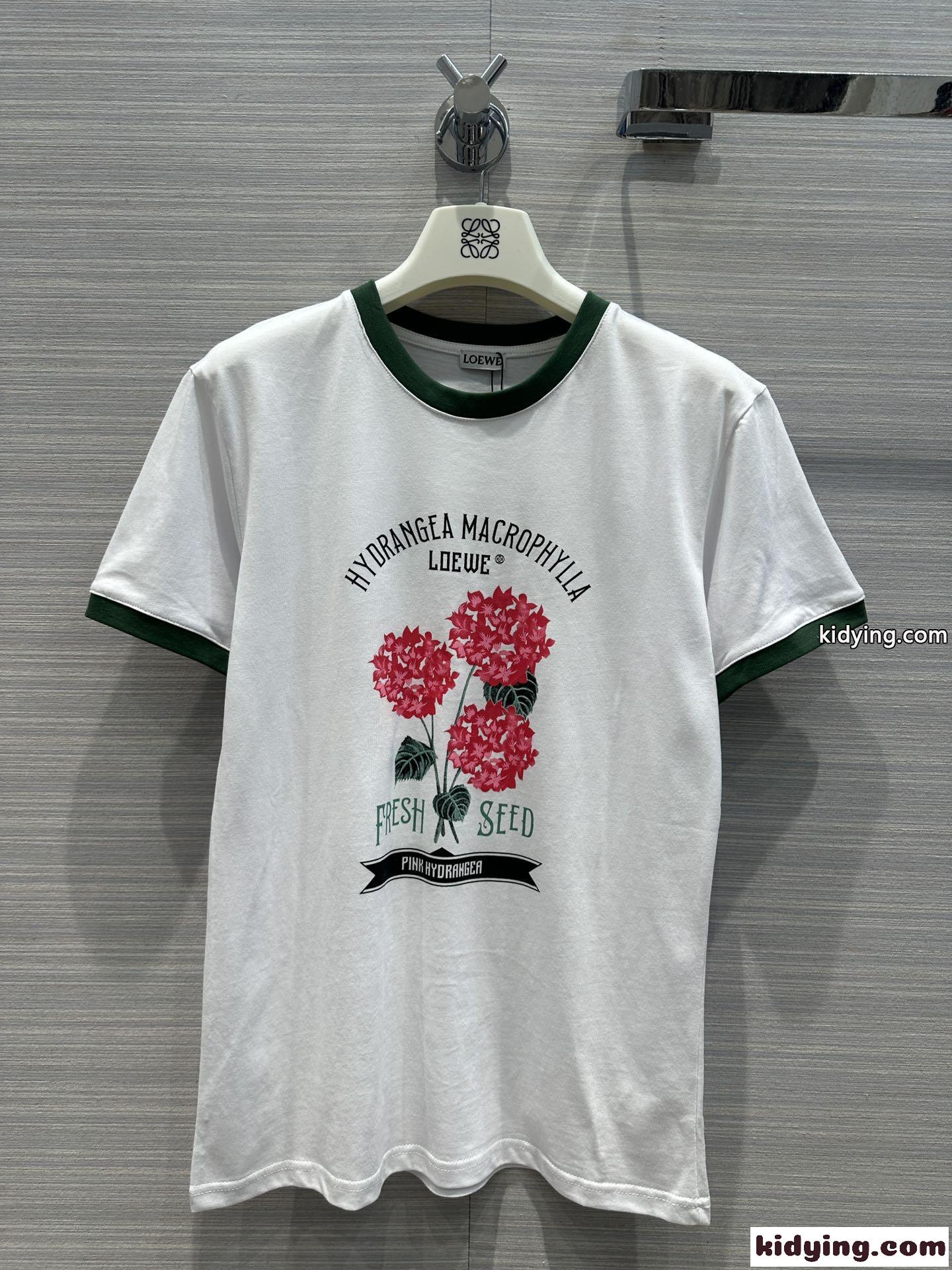 春夏 定番 クルーネック フラワープリント 半袖Tシャツ ロエベ Tシャツ コピー レディース-2
